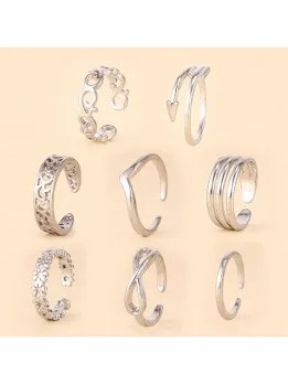 Sterling Silver Tone Get Four Toe Rings